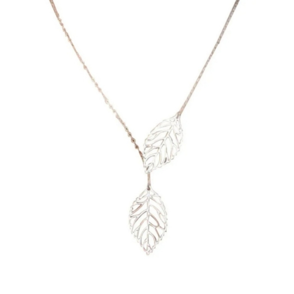 Gold Lasercut Leaf Floral Plant Leafs Alloy Lariate Choker Necklace - Picture 15 of 16